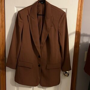 Express Chocolate Brown Single-Breasted Blazer
